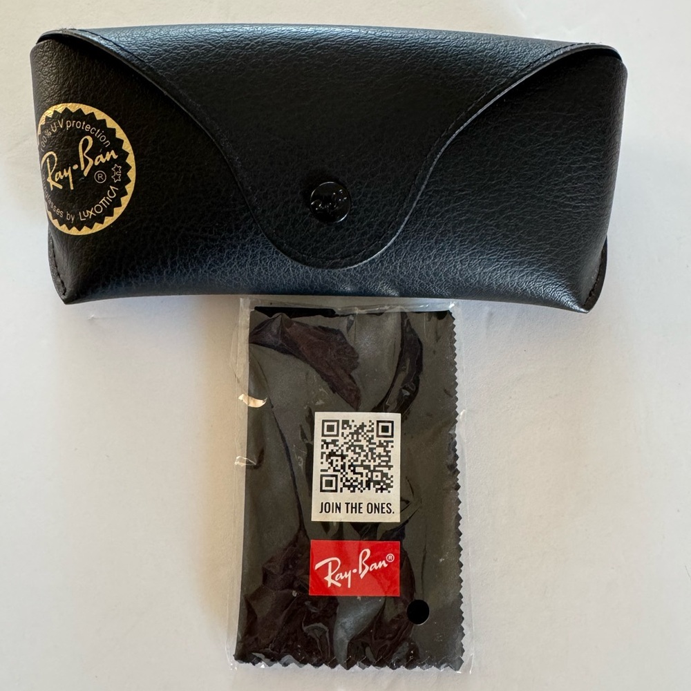 Ray Ban Black Leather Original Button Sunglass Glasses Case